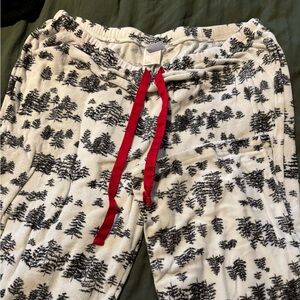 Stars Above Black and White Pajama Pants with Red Drawstring